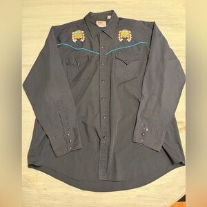 Vintage ely diamond native Black Button Down Shirt